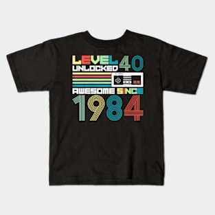 Level 40  Since 1984 Video  40th Birthday Kids T-Shirt